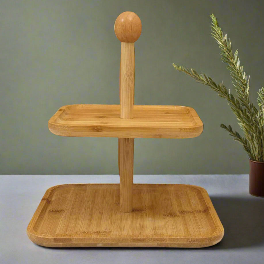 présentoir à gâteau en bambou 
