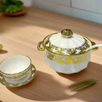 Service de Table en Porcelaine Dorée – Élégance & Raffinement 🌟