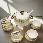 Service de Table en Porcelaine Dorée – Élégance & Raffinement 🌟