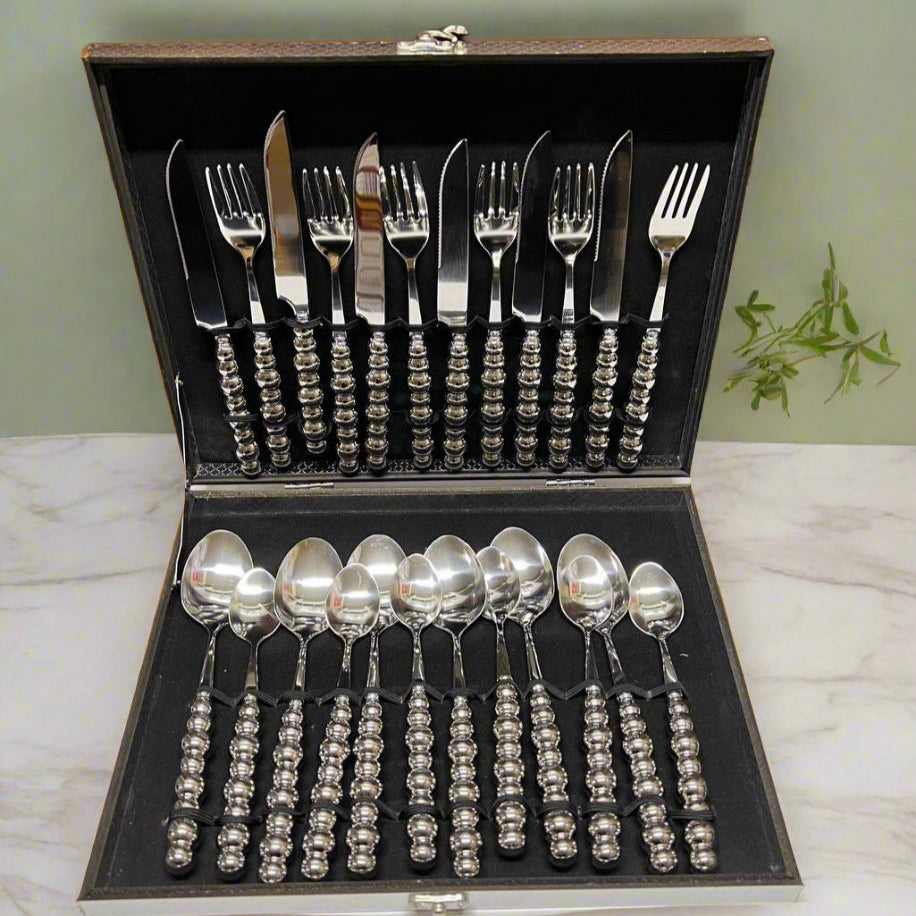 Ensemble de Couverts de Luxe en Acier Inoxydable avec Boîte de Rangement