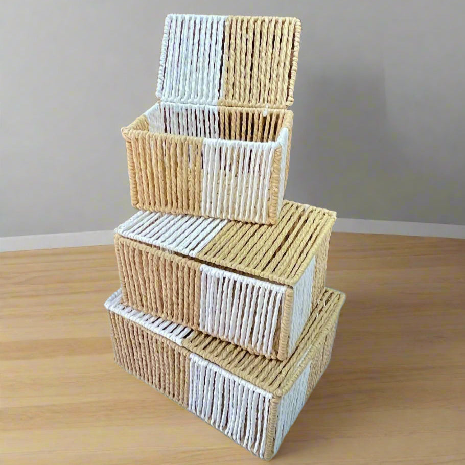 Set de 3 Boîtes de Rangement Bicolores