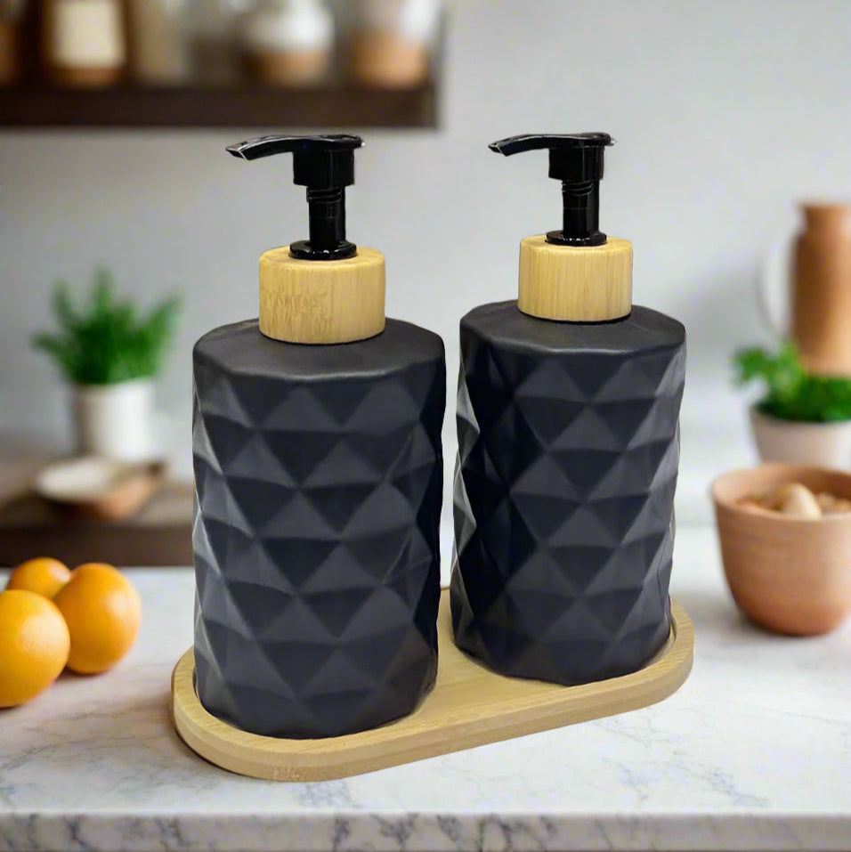 Set de 2 Bouteilles de Luxe avec Plateau Bambou