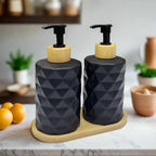 Set de 2 Bouteilles de Luxe avec Plateau Bambou