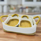 Lot de 3 Paniers de Rangement en Corde de Paille & Coton avec Poignées  🌿