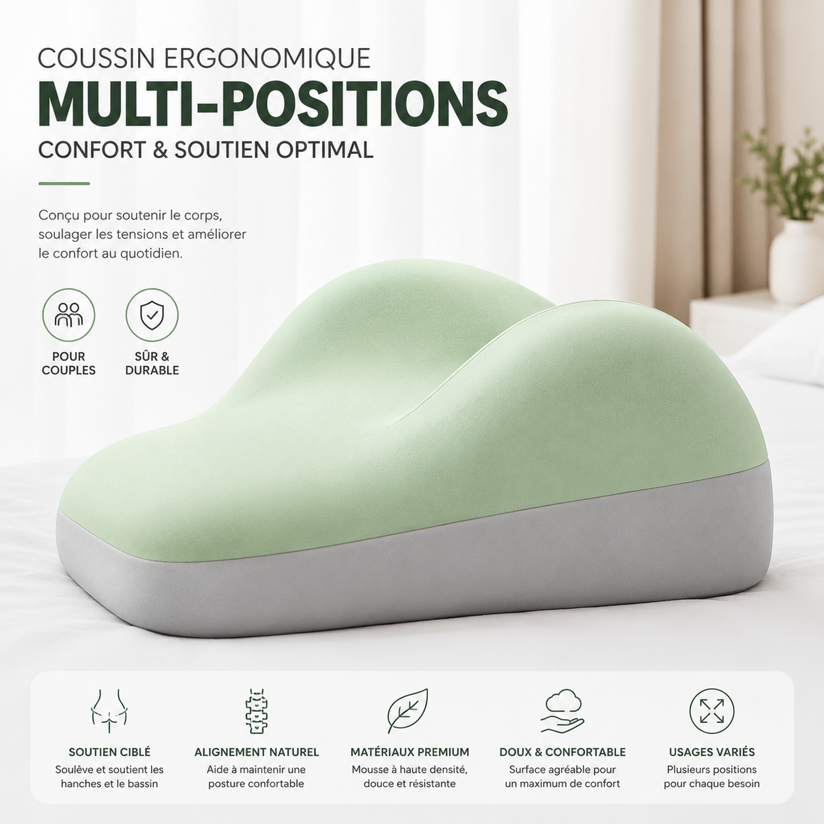 Oreiller de Soutien Confort – Pour Couple