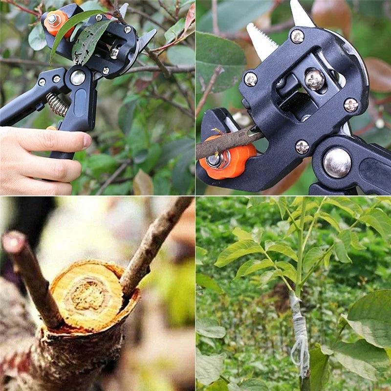 Sécateur de Greffe 2 en 1 avec 3 Lames Interchangeables pour Arbres et Plantes