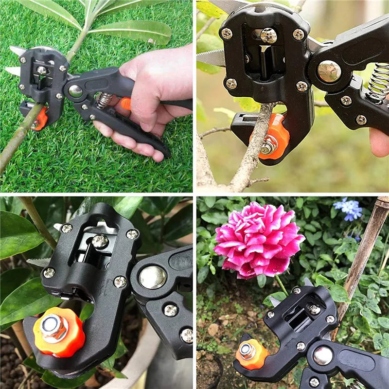 Sécateur de Greffe 2 en 1 avec 3 Lames Interchangeables pour Arbres et Plantes