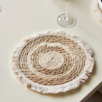 Napperons ronds en rotin – Tissés à la main 🧺 | Lot de 6 pièces ✨