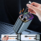 Chargeur Voiture Rétractable 4-en-1 66W.