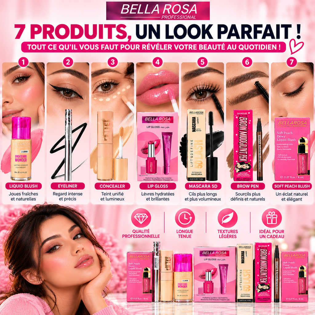 Pack Maquillage BELLA ROSA – Coffret Beauté Complet 7 Produits