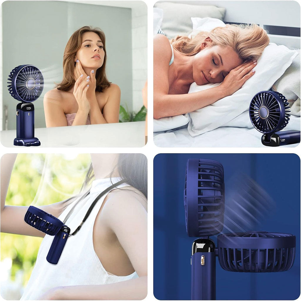 Mini ventilateur portable sans fil rechargeable par USB avec affichage numérique