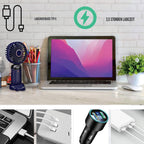 Mini ventilateur portable sans fil rechargeable par USB avec affichage numérique