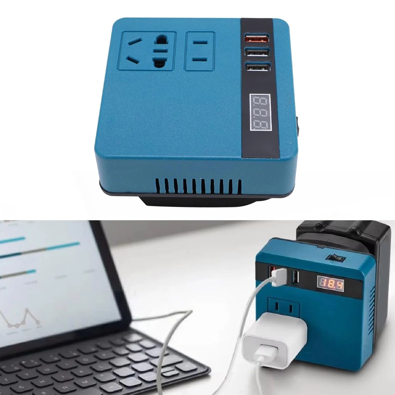 Convertisseur De Batterie Portable Avec 2 Batteries Incluses – Alimentez Vos Appareils Partout