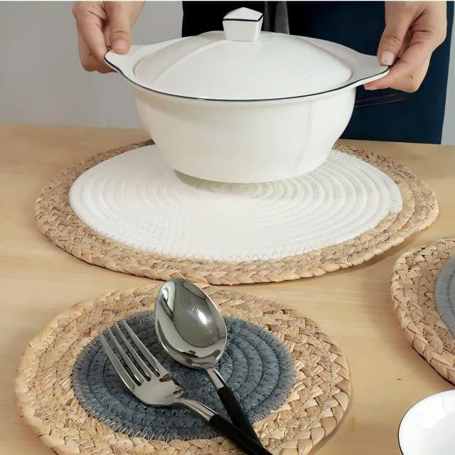 Napperons ronds tressés en corde de coton  – Lot de 6 pièces 🌿✨