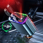 Chargeur Voiture Rétractable 4-en-1 66W.