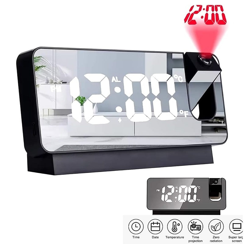 Réveil Digital miroir avec Projection LED