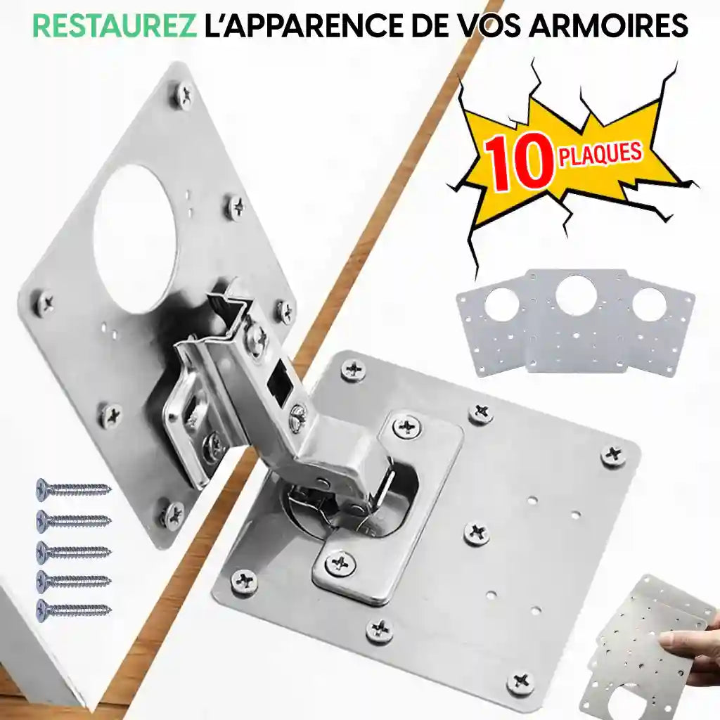 Kit de plaques d'acier pour réparation de charnières