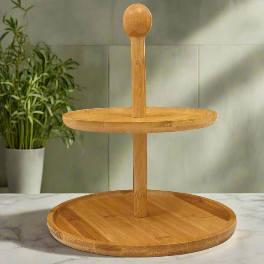 présentoir à gâteau en bambou