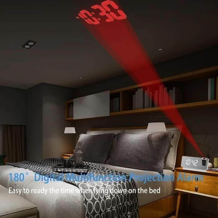 Réveil Digital miroir avec Projection LED
